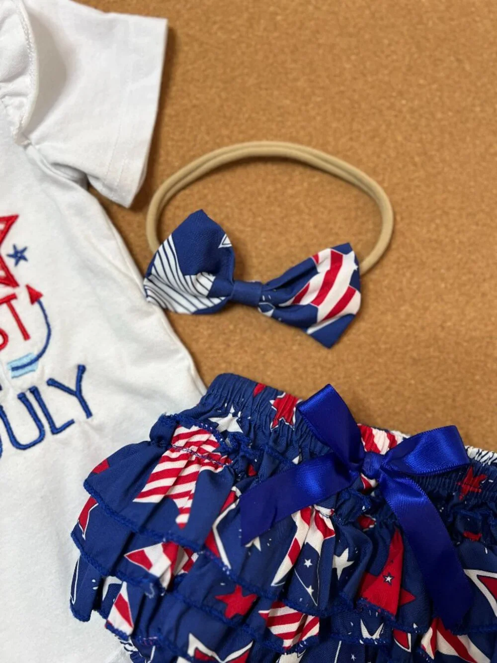 Baby Girl My 1st 4th of July Short Sleeve 6-9 Months 3pc New